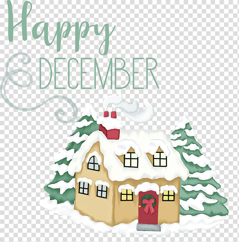 Happy December Winter, Winter
, Christmas And Holiday Season, Gingerbread House, Christmas Day, Snowman, Santa Claus transparent background PNG clipart