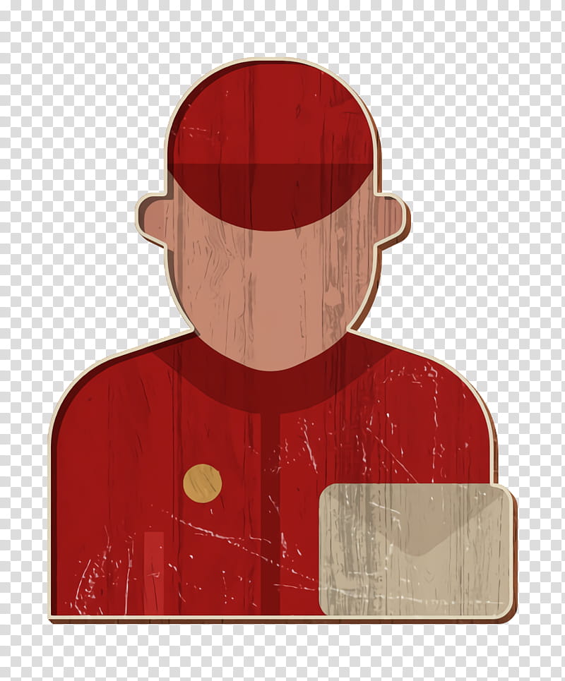 Jobs and Occupations icon Postman icon, Red, Headgear, Sleeve, Cap, Rectangle transparent background PNG clipart