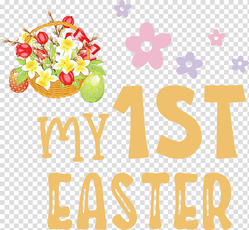 Floral design, My 1st Easter, Easter Baskets, Easter Day, Watercolor, Paint, Wet Ink transparent background PNG clipart