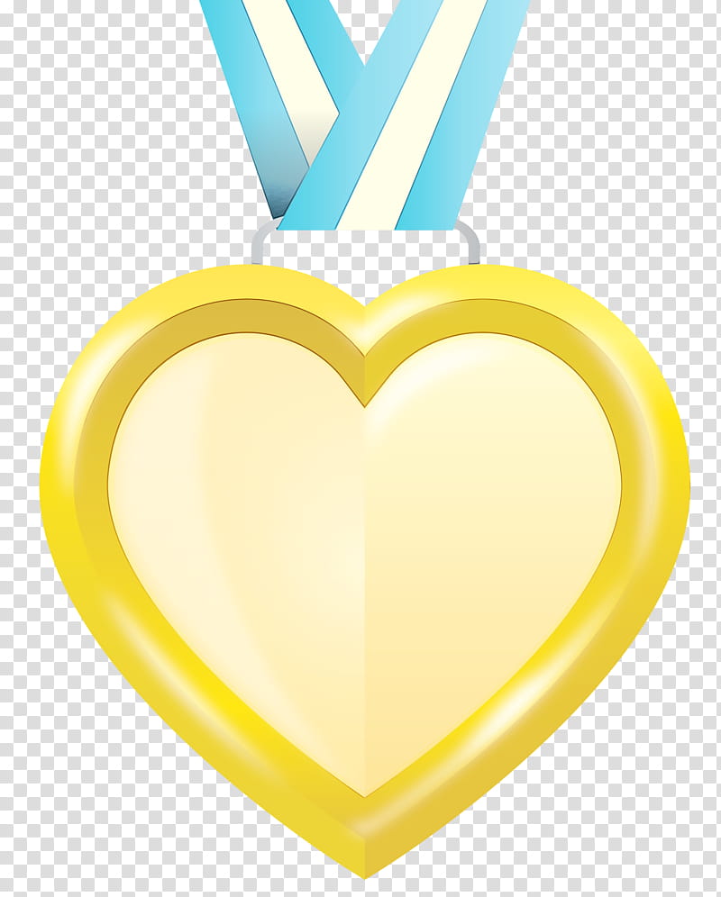 yellow font heart jewellery m-095, Heart Gold Medal Badge, Watercolor, Paint, Wet Ink, M095 transparent background PNG clipart