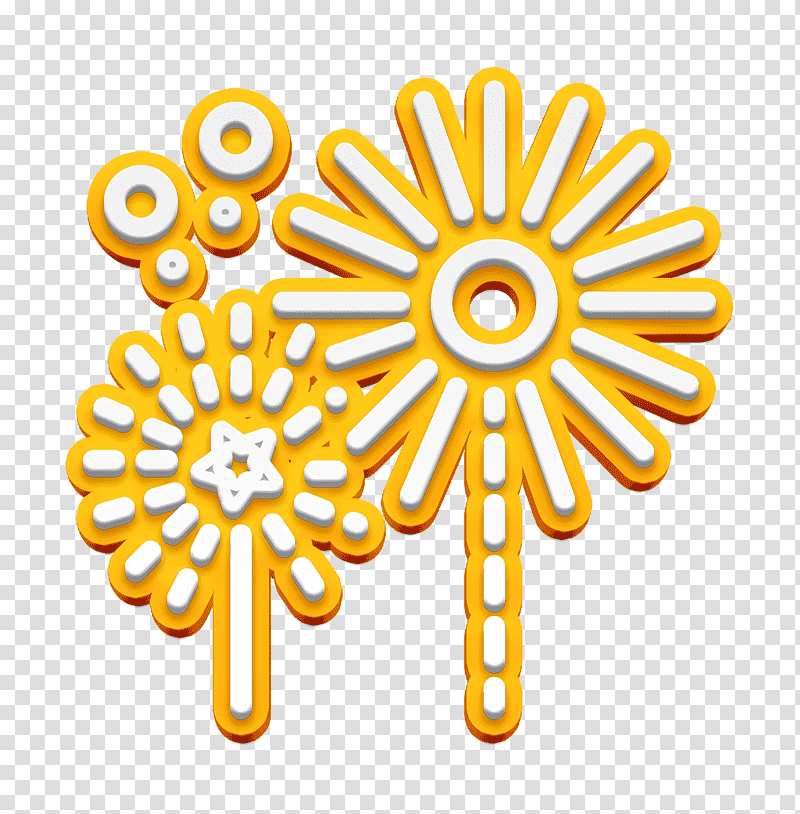 Fireworks icon Holiday Compilation icon, Cut Flowers, Yellow, Line, Meter, Sunflower, Geometry transparent background PNG clipart