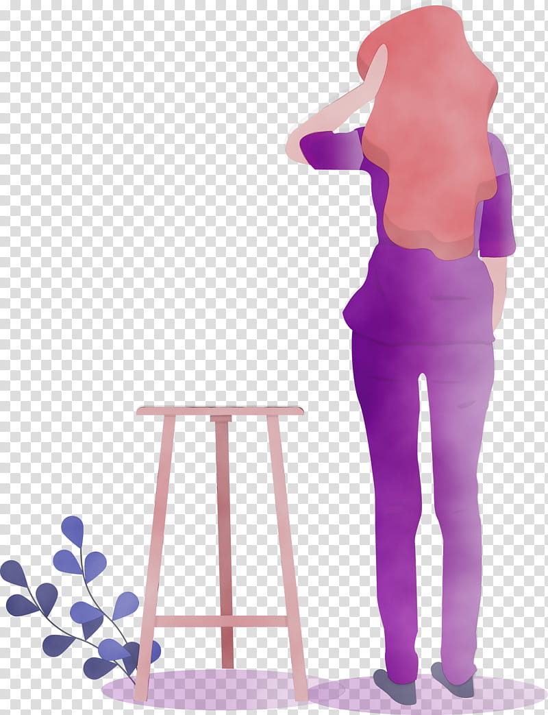 violet purple standing furniture magenta, Girl, Art, Watercolor, Paint, Wet Ink, Stool, Bar Stool transparent background PNG clipart
