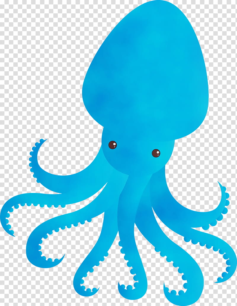 octopus giant pacific octopus octopus aqua blue, Watercolor, Paint, Wet Ink, Turquoise, Animal Figure, Squid transparent background PNG clipart