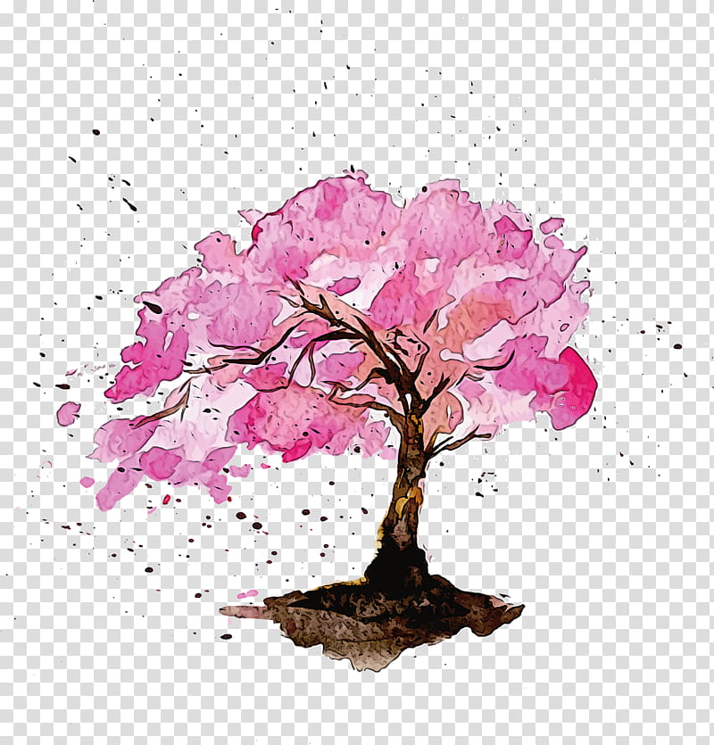Cherry blossom, Watercolor Tree, Plant, Flower, Watercolor Paint, Pink, Woody Plant, Bougainvillea transparent background PNG clipart