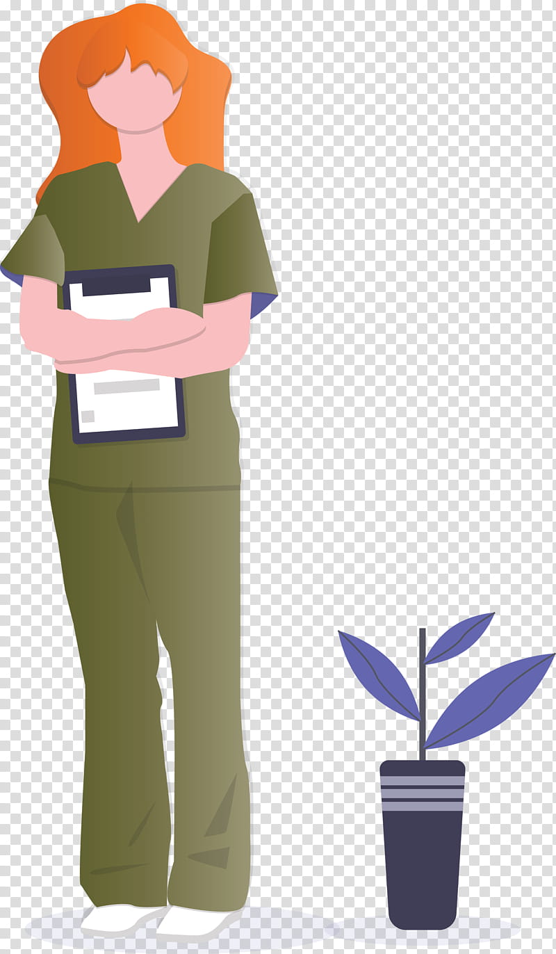 Nurse International Nurses Day Medical Worker Day, Standing, Flowerpot, Plant, Teacher, Job transparent background PNG clipart