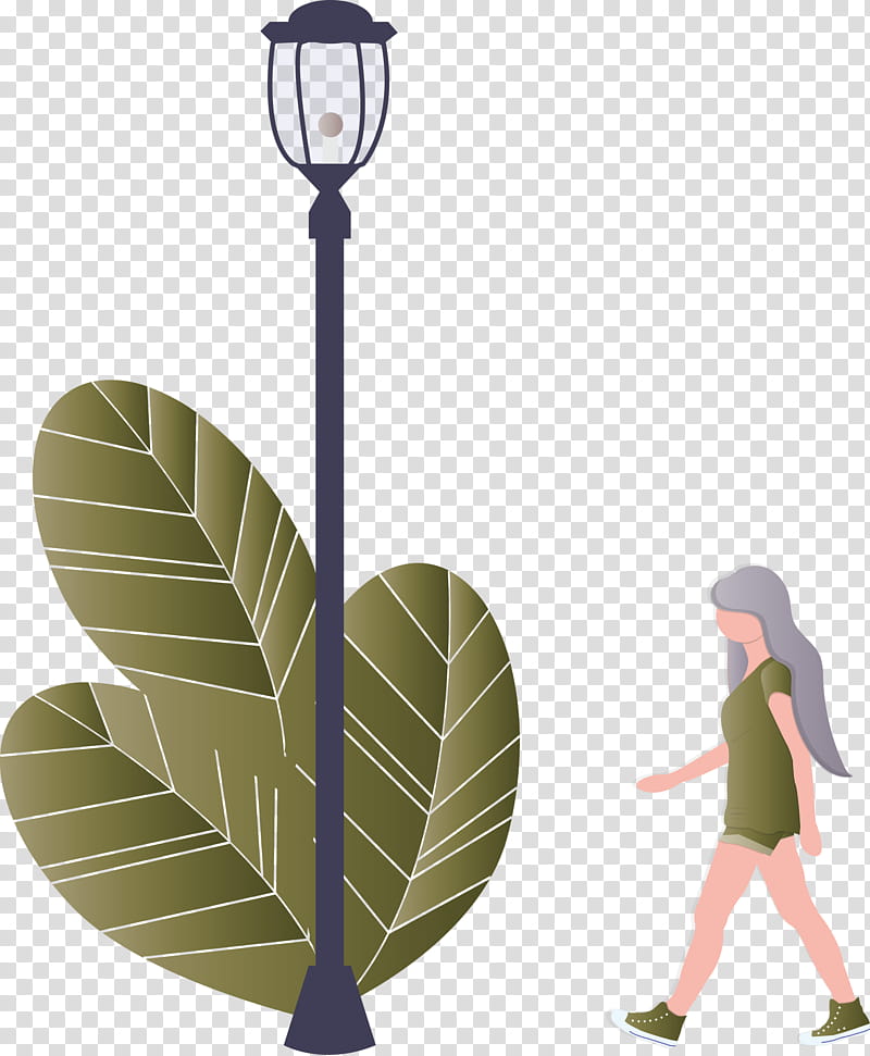 Street light girl, Leaf, Standing, Plant, Plant Stem, Flower, Flowerpot transparent background PNG clipart