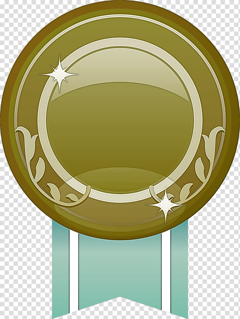 gold badge ribbon badge blank badge, Green, Yellow, Circle, Table transparent background PNG clipart