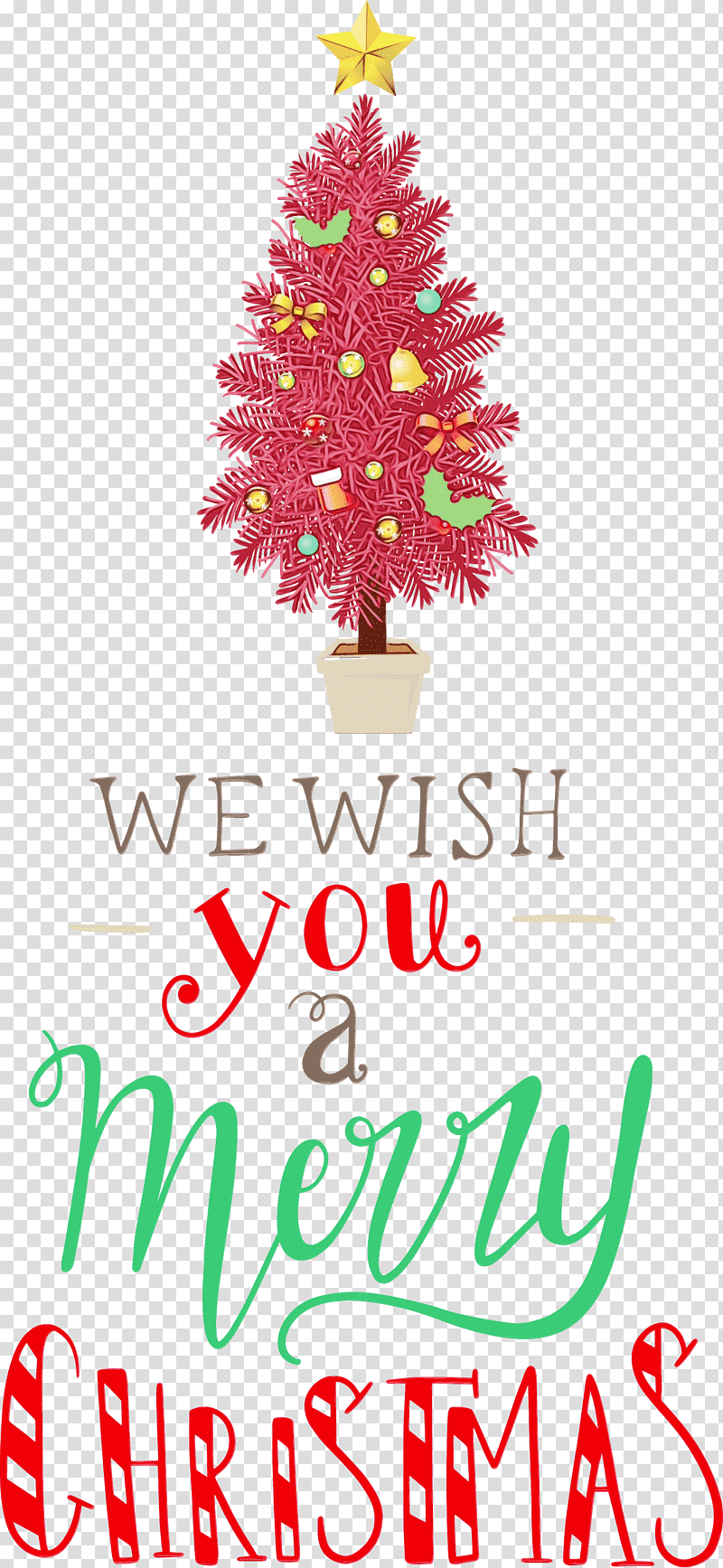Christmas tree, Merry Christmas, We Wish You A Merry Christmas, Watercolor, Paint, Wet Ink, Christmas Day transparent background PNG clipart