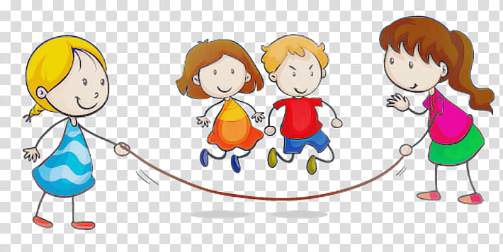 cartoon social group youth child sharing, Cartoon, Child Art, Fun, Play, Happy, Playing Sports, Skipping Rope transparent background PNG clipart