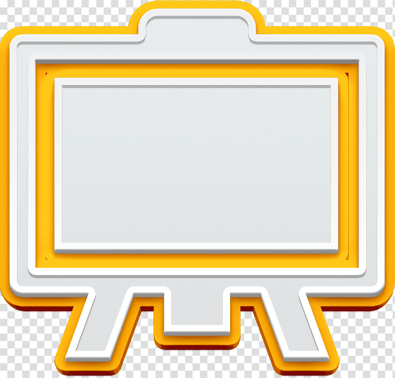 Chalkboard icon Blackboard icon Educational Icons icon, Logo, Cartoon, Frame, Symbol, Yellow, Meter transparent background PNG clipart