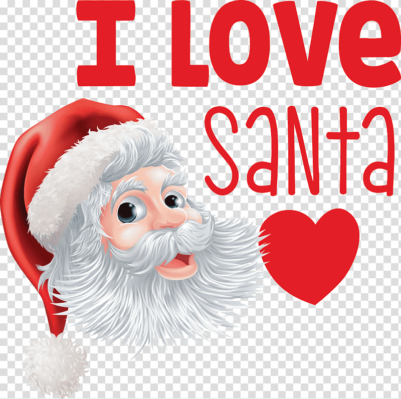 I Love Santa Santa Christmas, Christmas , Christmas Day, Santa Claus, Royaltyfree, Cartoon transparent background PNG clipart