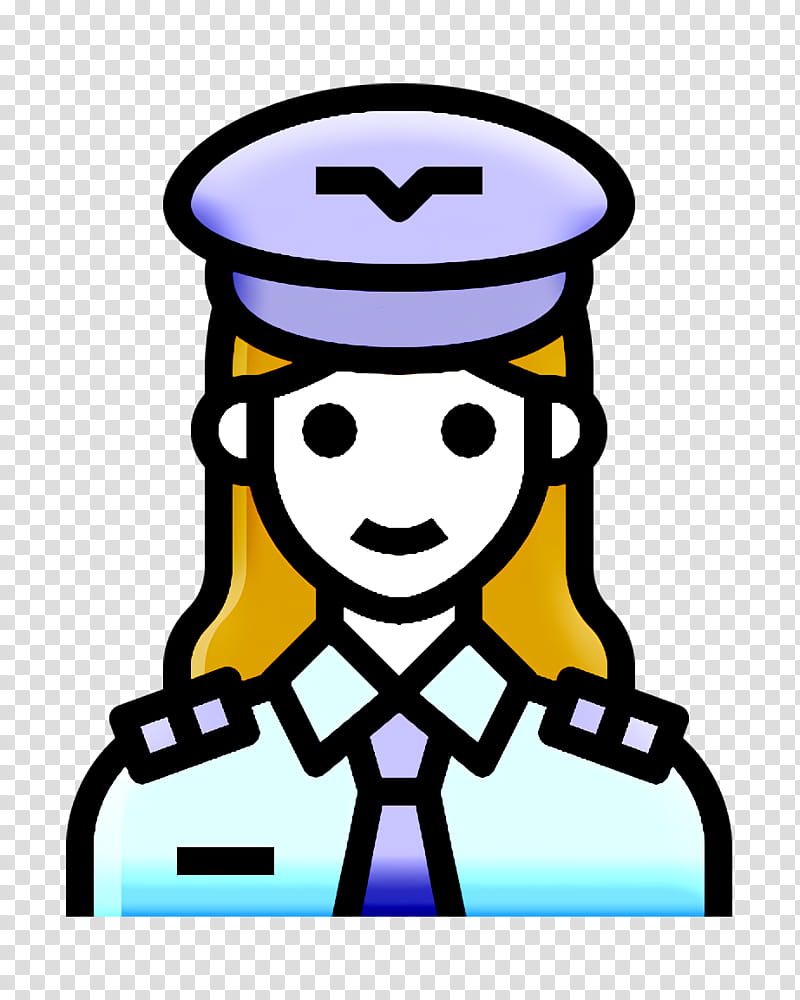 Pilot icon Occupation Woman icon, Cartoon, Line transparent background PNG clipart