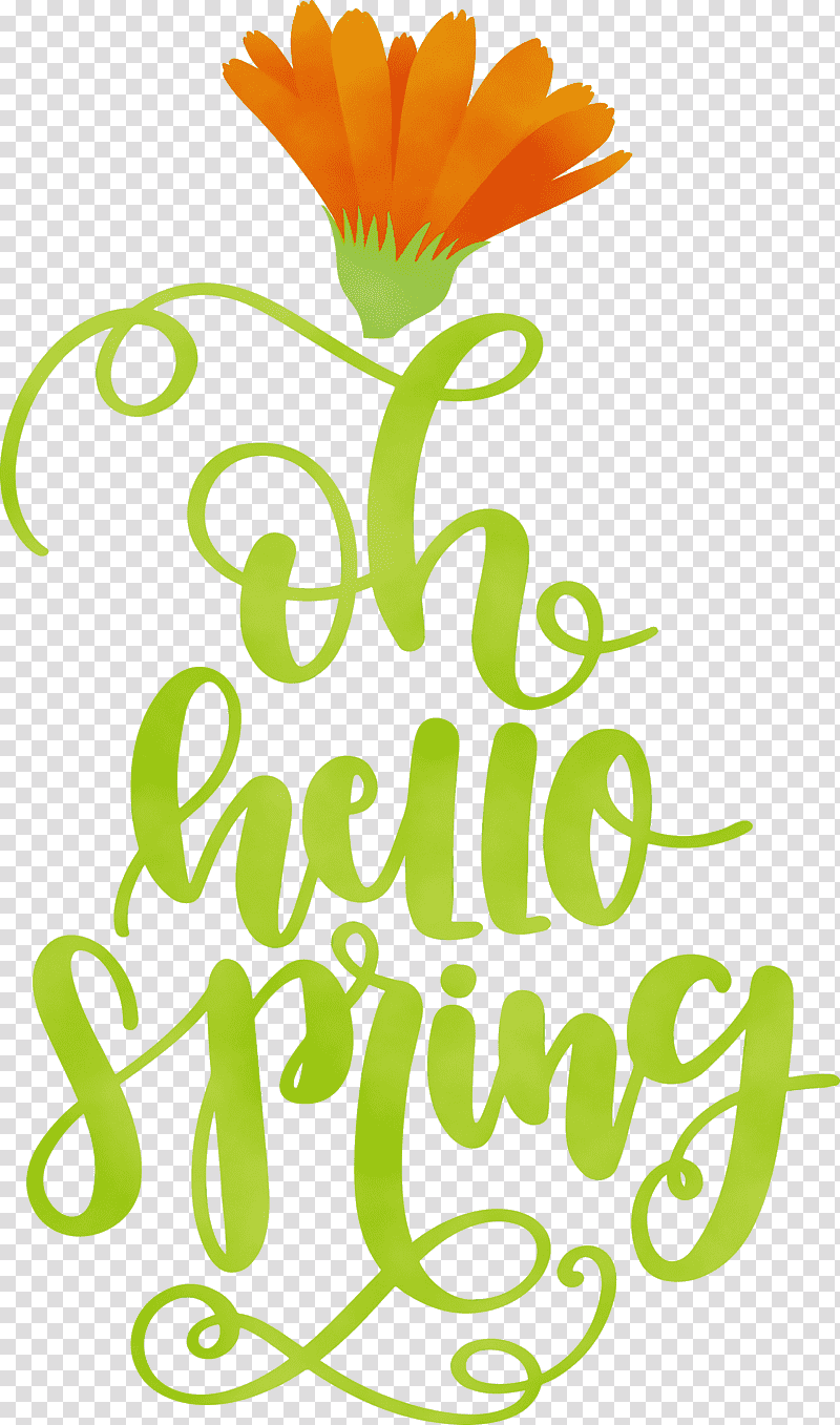 watercolor painting logo painting calligraphy text, Hello Spring, Spring
, Wet Ink, Line Art, Stencil, Conceptual Art transparent background PNG clipart