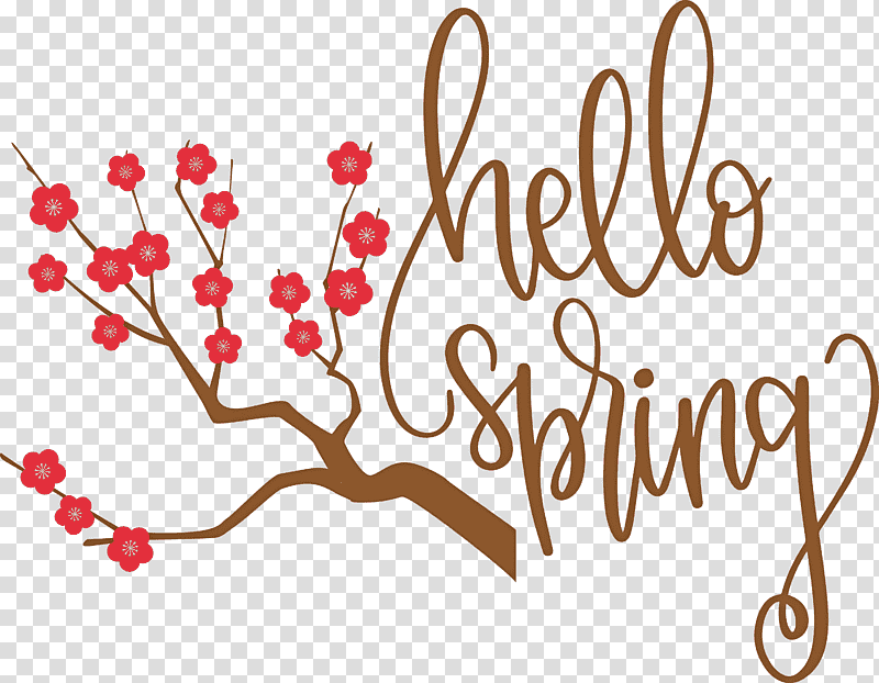 Hello Spring Spring, Spring
, Floral Design, Logo, Meter, Valentines Day, Branching transparent background PNG clipart