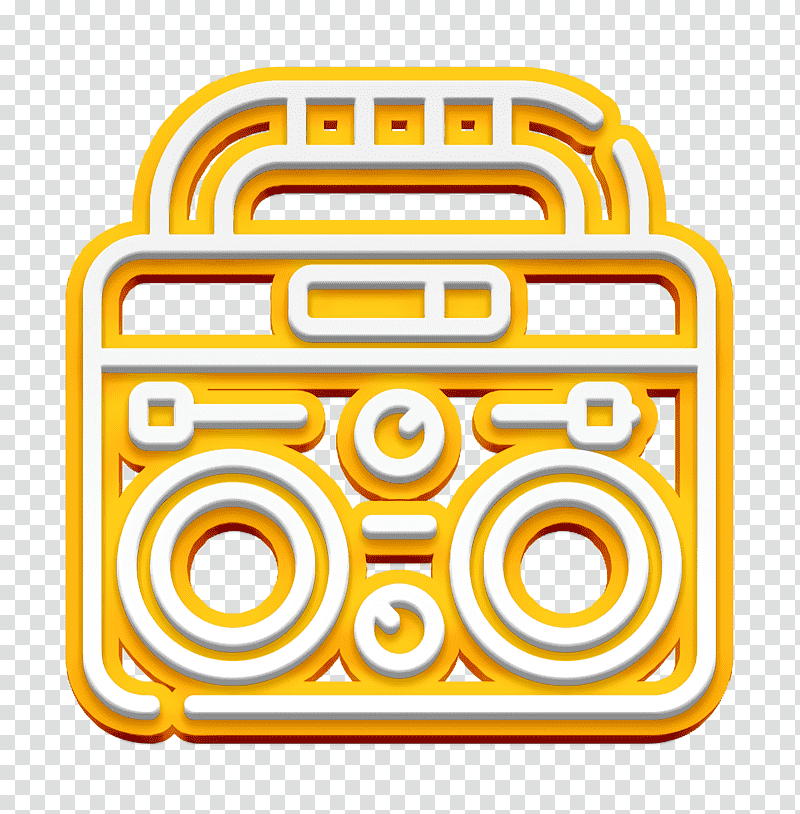 Music and multimedia icon Boombox icon Night Party icon, brown and black round logo, Symbol, Yellow, Line, Text, Geometry, Mathematics transparent background PNG clipart