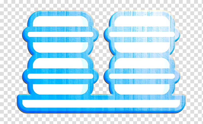 Macaroons icon Bakery icon, Blue, Text, Line, Electric Blue, Rectangle transparent background PNG clipart