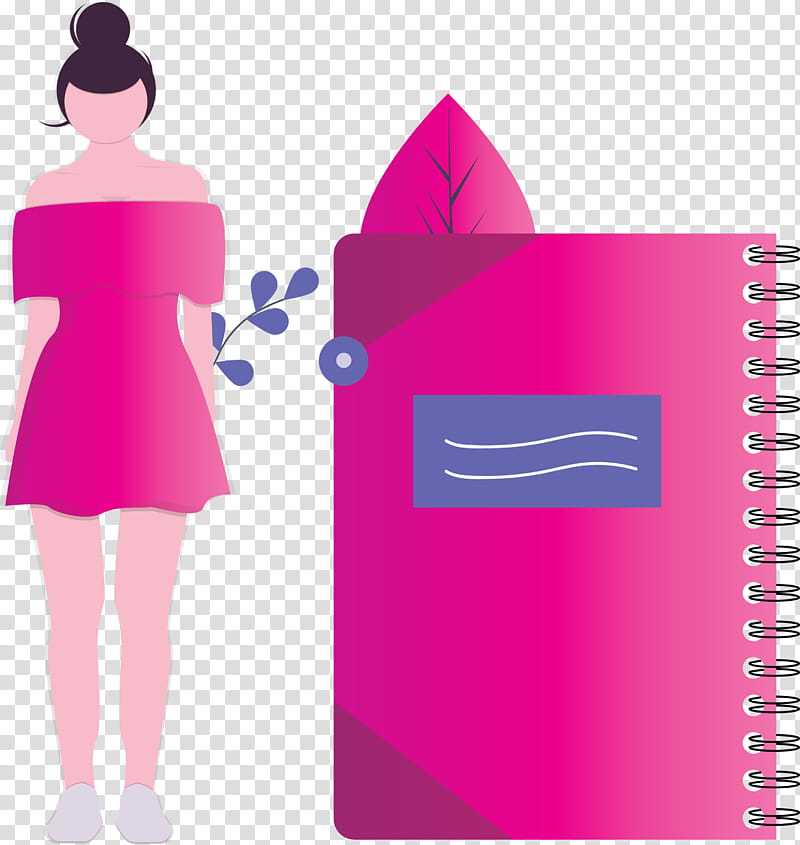 notebook girl, Pink, Magenta transparent background PNG clipart