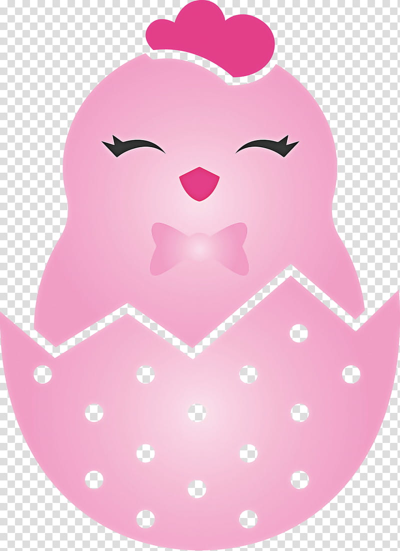 chick in eggshell easter day adorable chick, Pink, Polka Dot transparent background PNG clipart