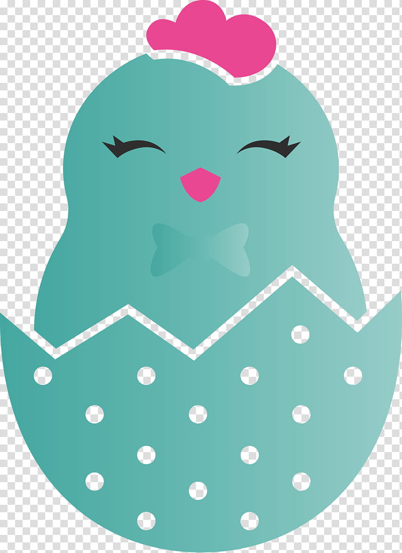 chick in eggshell easter day adorable chick, Green, Turquoise, Polka Dot transparent background PNG clipart