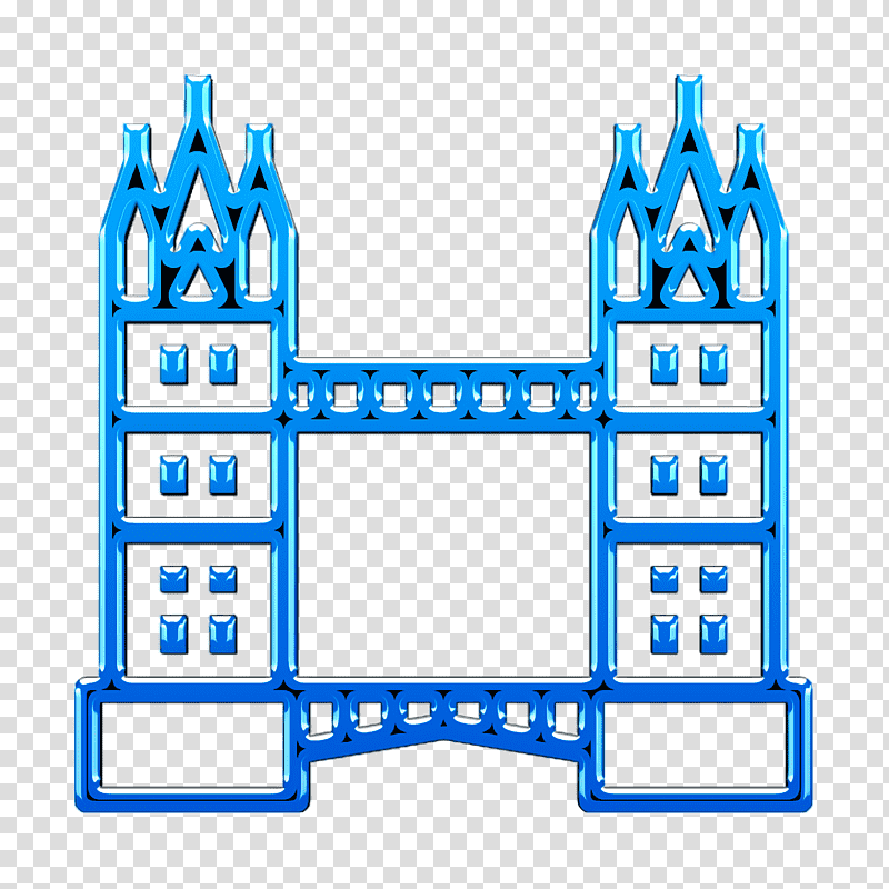 Tower bridge icon London icon Landmarks icon, Cobalt Blue, Furniture, Line, Meter, Mathematics, Geometry transparent background PNG clipart