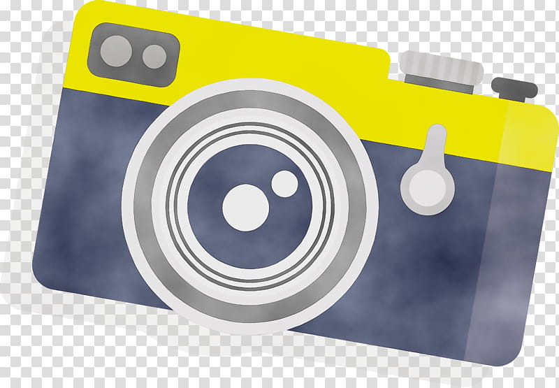 Camera lens, Camera Cartoon, Watercolor, Paint, Wet Ink, Digital Camera, Movie Camera, Yellow transparent background PNG clipart