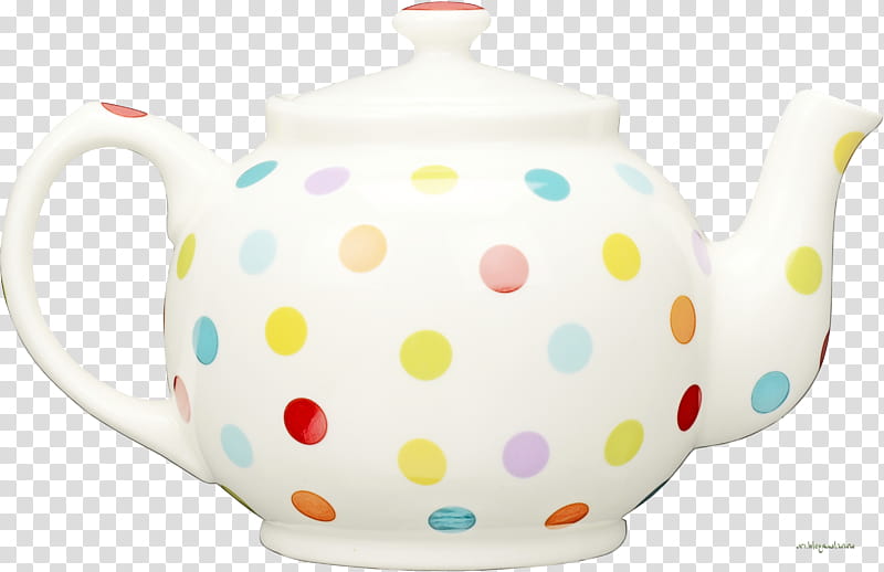 Polka dot, Watercolor, Paint, Wet Ink, Teapot, Kettle, Lid, Tableware transparent background PNG clipart