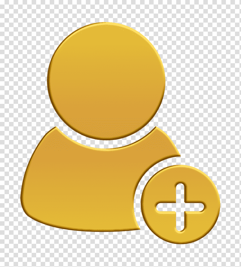 Contact icon interface icon Add a contact on phone interface symbol of a user with a plus sign icon, Phone Set Full Icon, Yellow, Meter, Material transparent background PNG clipart