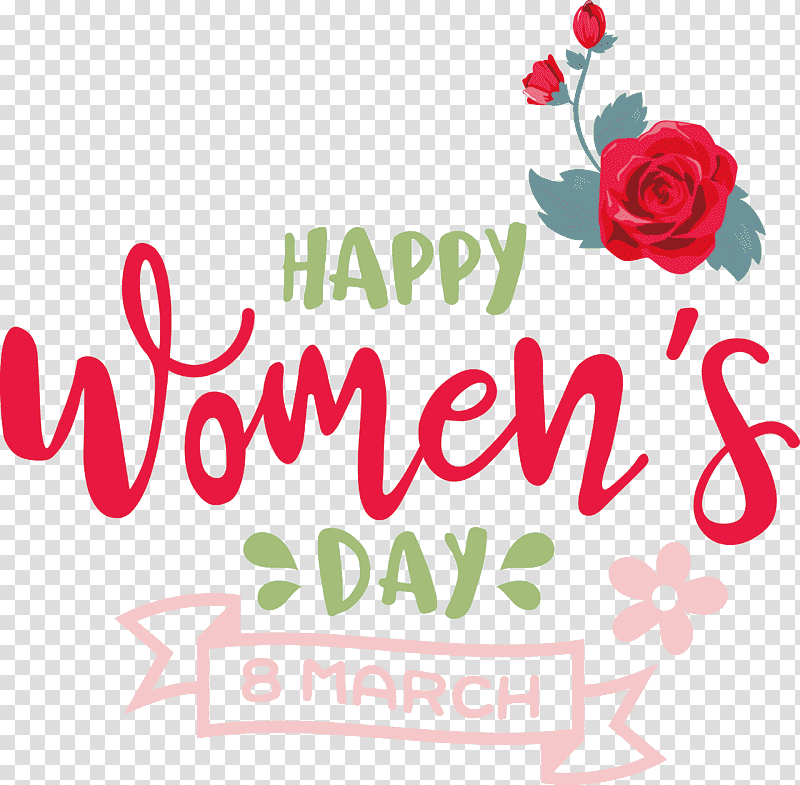 Womens Day Happy Womens Day, Floral Design, Garden Roses, Cut Flowers, Logo, Petal, Greeting Card transparent background PNG clipart