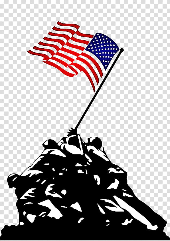 raising the flag on iwo jima silhouette text, Royaltyfree, Cartoon transparent background PNG clipart