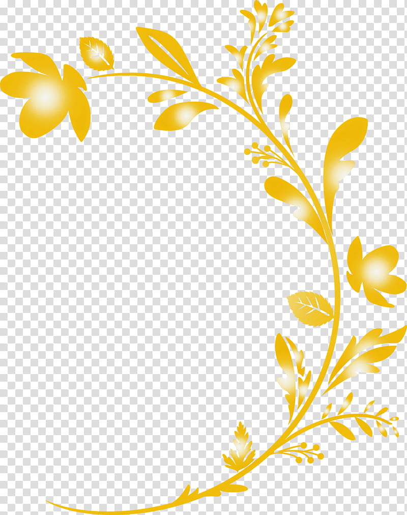flower frame decoration frame floral frame, Yellow, Leaf, Pedicel, Plant, Branch, Plant Stem, Twig transparent background PNG clipart