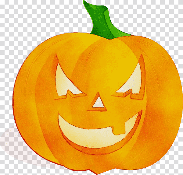 Halloween Decoration, Watercolor, Paint, Wet Ink, Jackolantern, Pumpkin, Squash transparent background PNG clipart