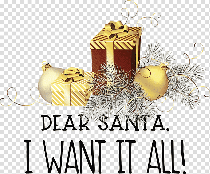 Christmas Day, Dear Santa, Christmas , Watercolor, Paint, Wet Ink, Christmas Ornament transparent background PNG clipart