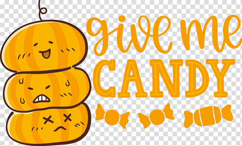 Give me candy Halloween Trick or Treat, Halloween , Smiley, Emoticon, Pumpkin, Yellow, Cartoon transparent background PNG clipart