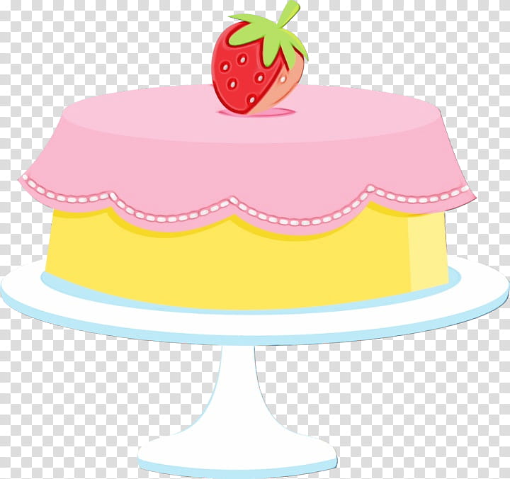 Strawberry, Watercolor, Paint, Wet Ink, Cake, Cake Decorating, Cake Stand, Whipped Cream transparent background PNG clipart
