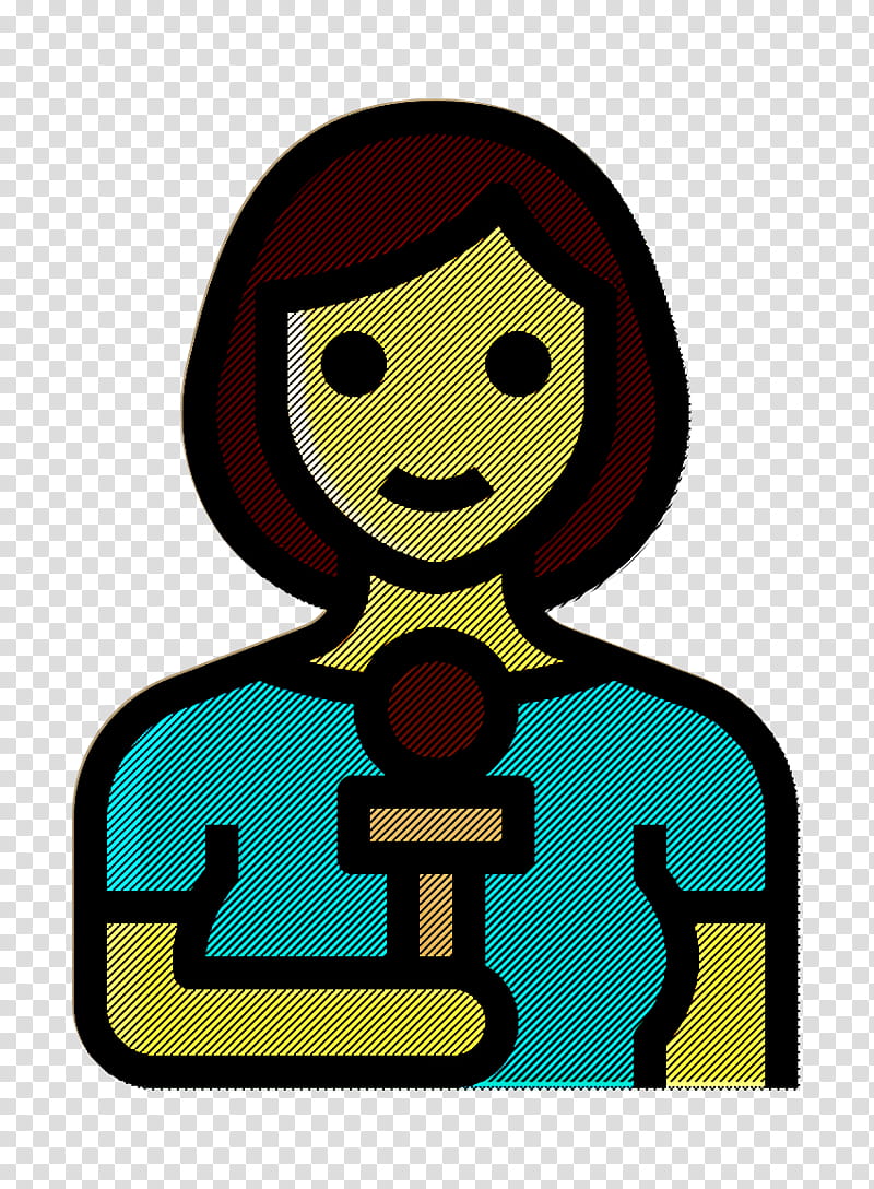 Occupation Woman icon Reporter icon Professions and jobs icon, Green, Smile transparent background PNG clipart