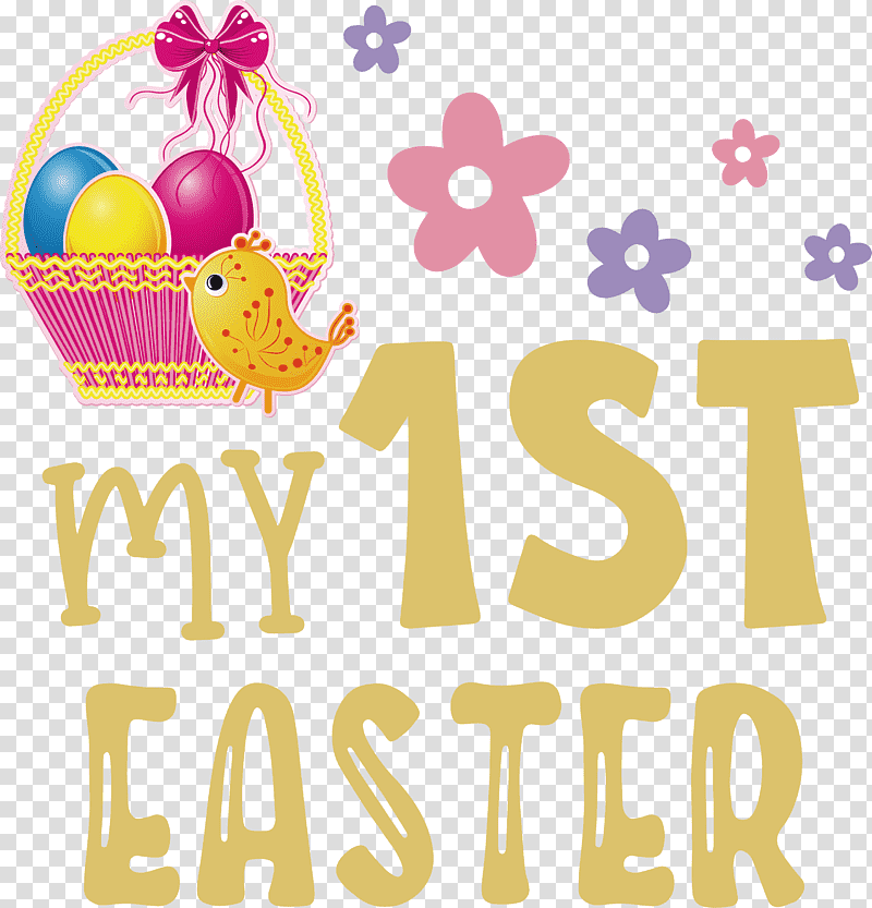 My 1st Easter easter baskets easter day, Easter Frames, Logo, Balloon, Meter, Yellow, Line transparent background PNG clipart