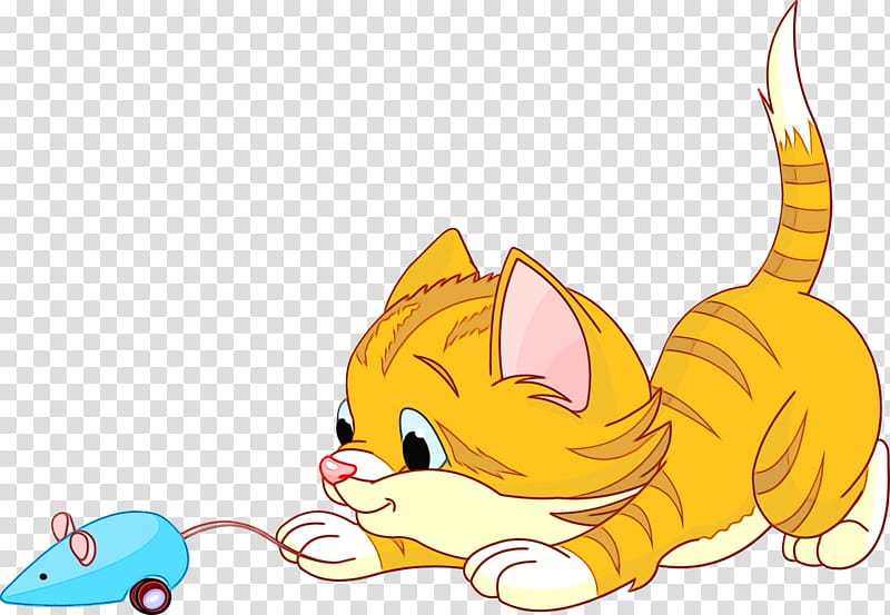 whiskers kitten cat dog snout, Watercolor, Paint, Wet Ink, Paw, Character, Yellow, Tail transparent background PNG clipart