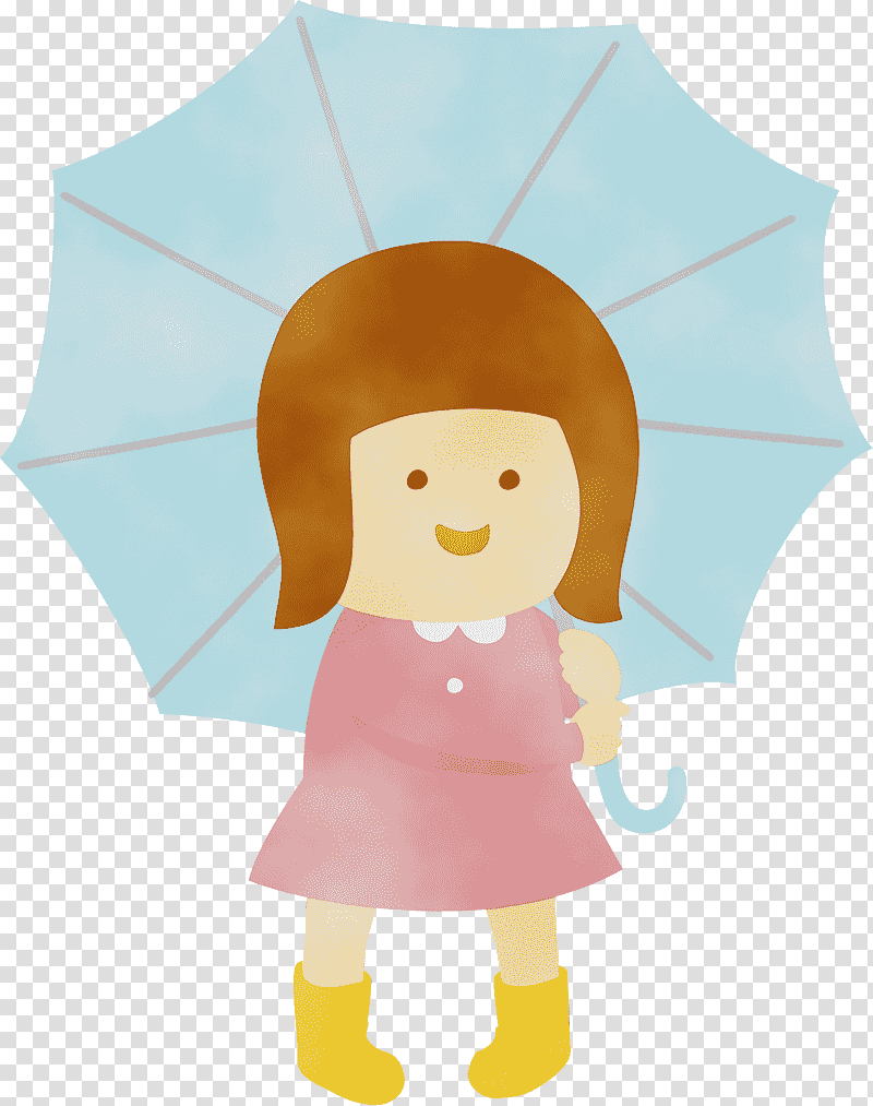 birds cartoon character beak umbrella, Raining Day, Girl, Watercolor, Paint, Wet Ink, Science transparent background PNG clipart
