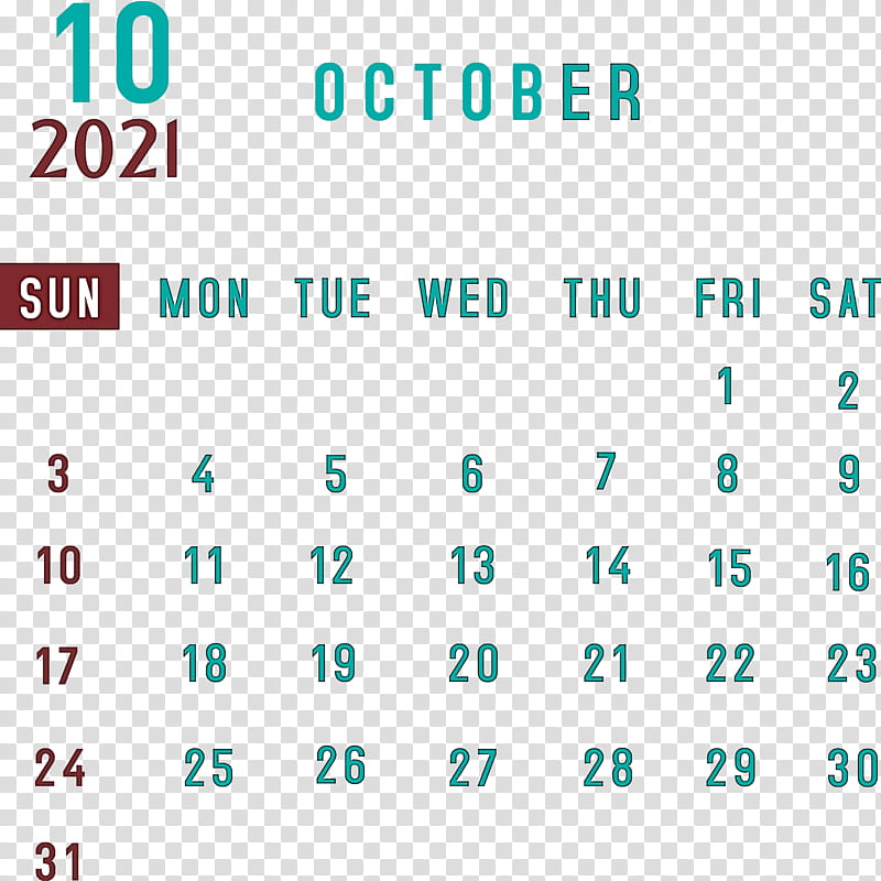 October 2021 Printable Calendar 2021 monthly calendar Printable 2021 Monthly Calendar Template, Angle, Line, Point, Area, Green, Meter, Mathematics transparent background PNG clipart