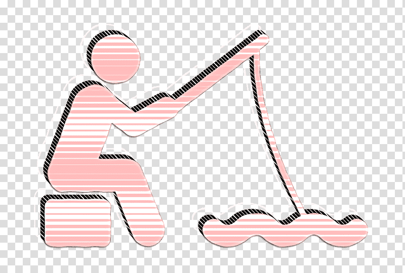 Fishing Man icon Fish icon Outdoor Activities icon, Cartoon, Line, Meter, Shoe, Geometry, Mathematics transparent background PNG clipart