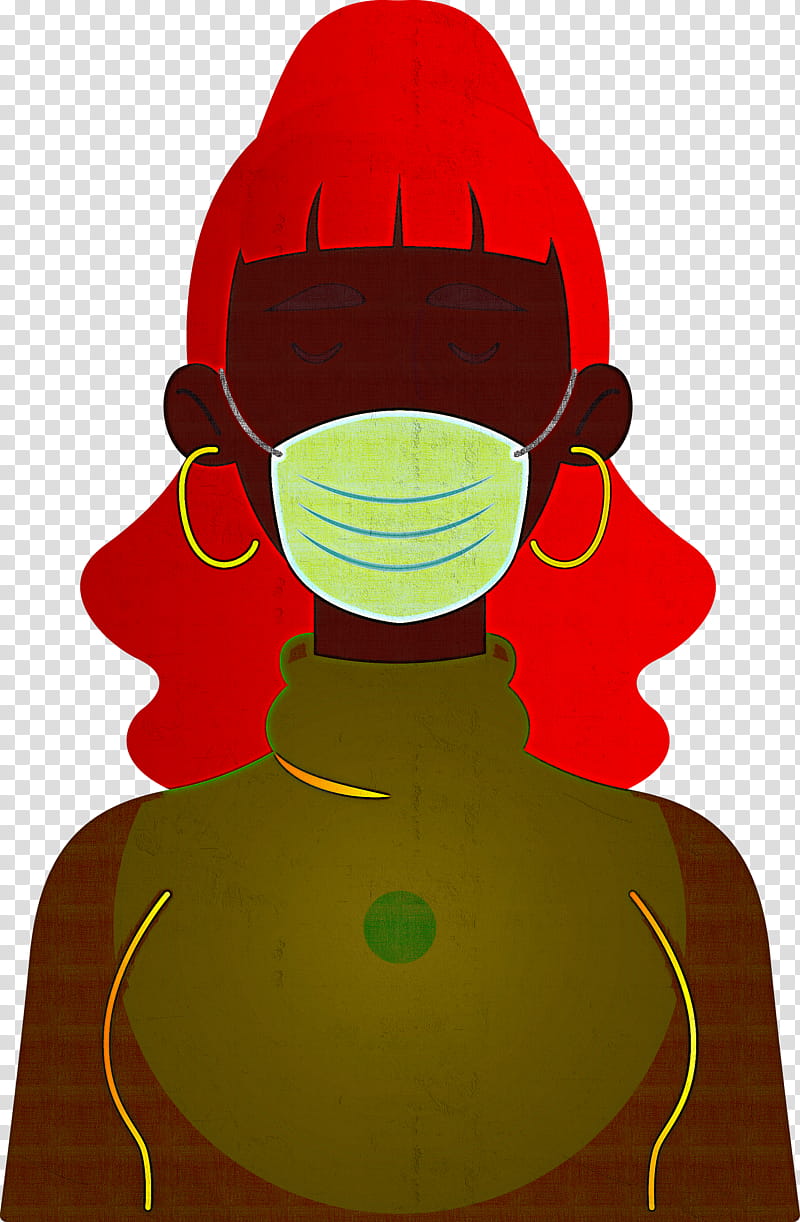 Wearing Mask Coronavirus Corona, Red, Green, Cartoon, Nose transparent background PNG clipart