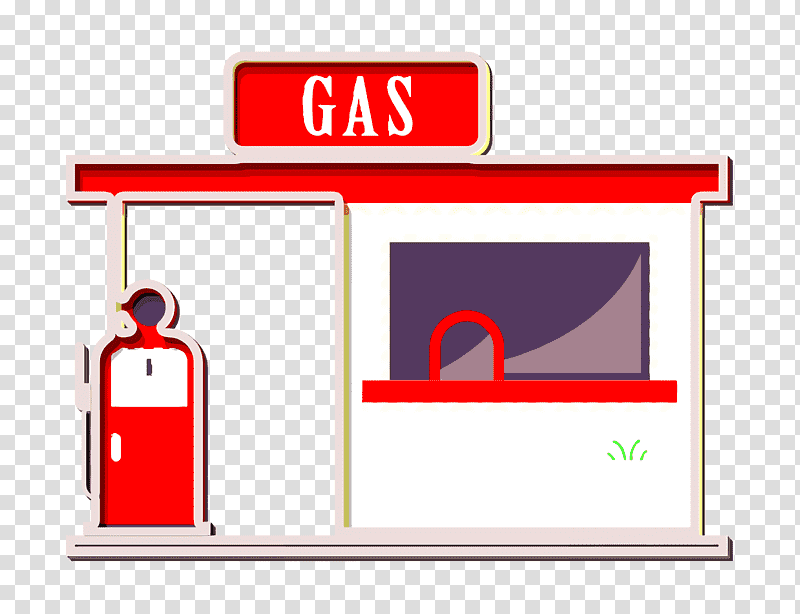 Fuel icon Gas station icon buildings icon, Building Icon, Traffic Sign, Logo, Red, Line, Meter transparent background PNG clipart