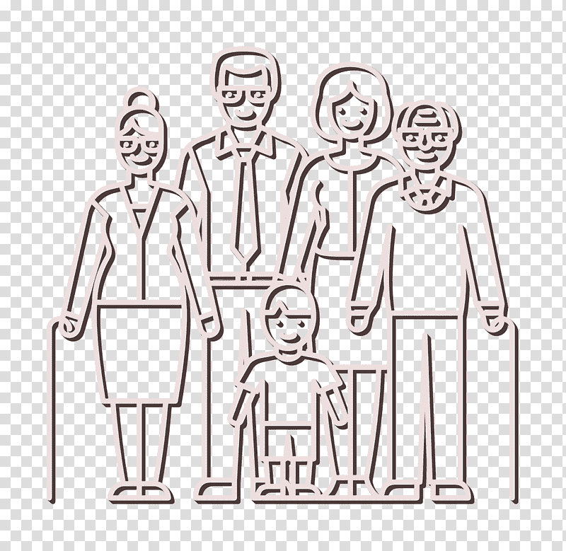 people icon Married Couple Grandparents and Child icon Girl icon, Human Body, Clothing, Line Art, Emotion, Social Group, Conversation transparent background PNG clipart