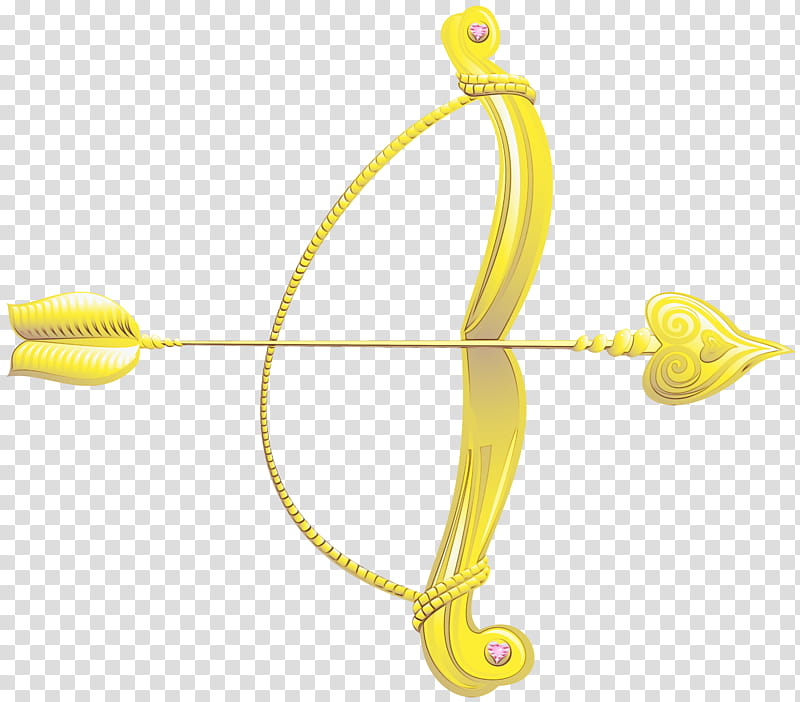 Bow and arrow, Watercolor, Paint, Wet Ink, Yellow, Slingshot, Cold Weapon transparent background PNG clipart