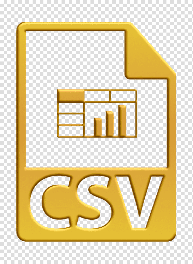 Csv file format symbol icon File Formats Icons icon Csv icon, Interface Icon, Logo, Sign, Yellow, Number, Line transparent background PNG clipart
