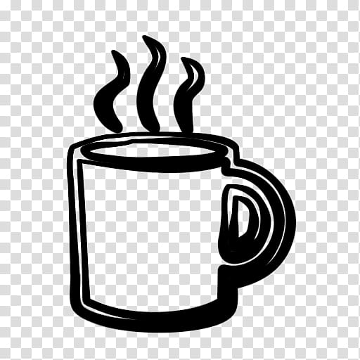 Coffee cup, Drinkware, Tableware, Mug, Serveware, Kettle, Blackandwhite, Line Art transparent background PNG clipart