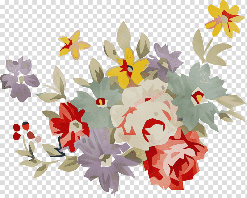 Floral design, red white and purple flowers, Watercolor, Paint, Wet Ink, Petal, Plants, Biology transparent background PNG clipart