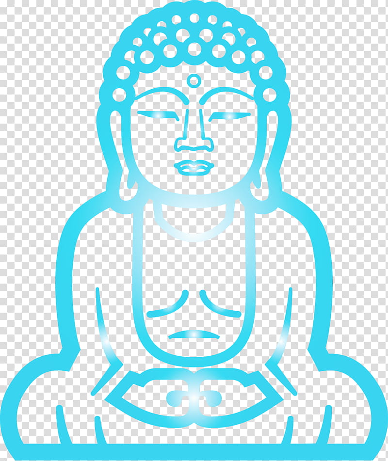 head aqua blue green turquoise, Buddha, Watercolor, Paint, Wet Ink, Line Art, Teal, Happy transparent background PNG clipart