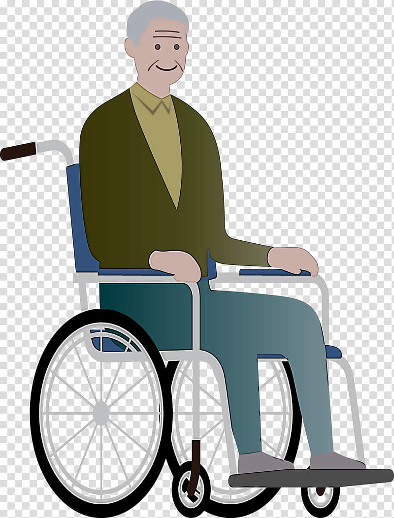 grandpa grandfather wheelchair, Royaltyfree, Flat Design, Drawing, Cartoon transparent background PNG clipart