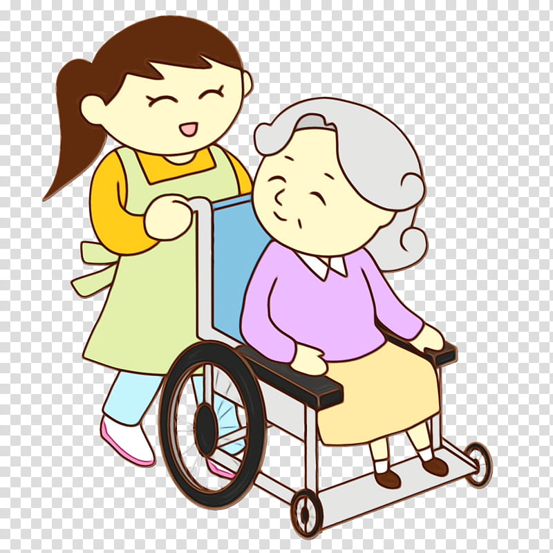 behavior drawing human friendship psychology, Nursing Care, Nursing Cartoon, Old People, Elder, Watercolor, Paint, Wet Ink transparent background PNG clipart